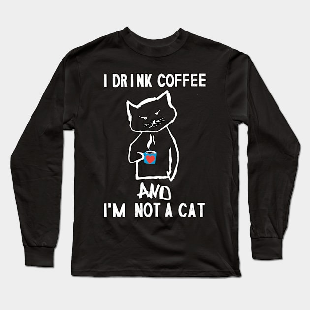 Cats and coffee cat lover coffee lover Long Sleeve T-Shirt by Tom´s TeeStore